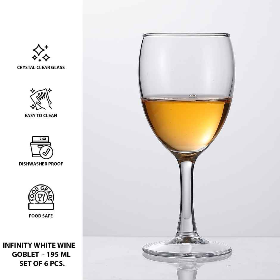 Infinity Wine Goblet | Set of 6 Piece | 195 ml | Sanjeev Kapoor