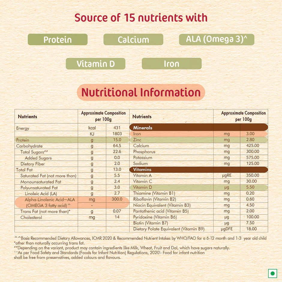 Nestle CERELAC Ragi (Nachni) Apple Baby Food Cereal, No Refined Sugar & No Preservatives