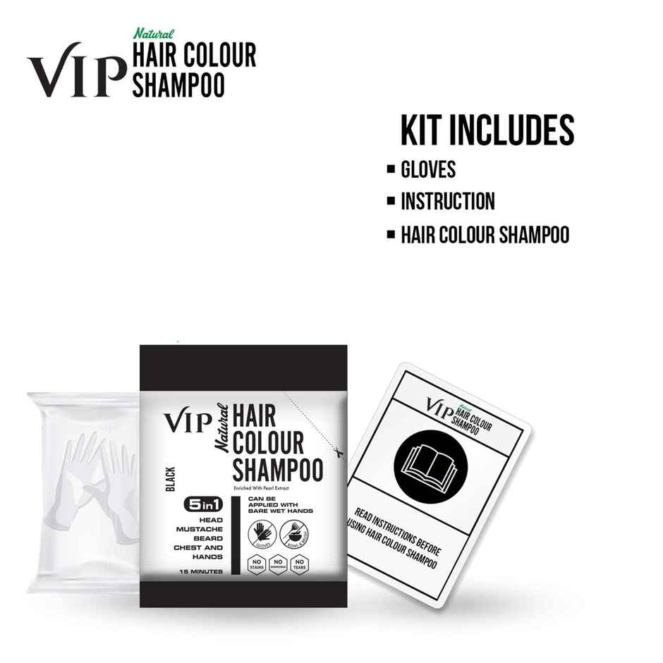Vip Hair Colour Shampoo Men'S Black Hair Color For Beard Moustache Chest And Hand Hairs