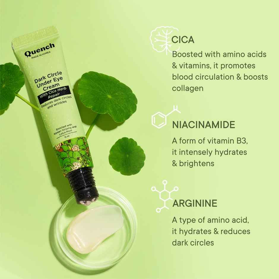 Quench Dark Circle Fading Under Eye Cream Korean Eye Cream with Cica & Korean Ginseng