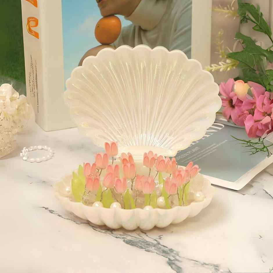 Desidiya Diy Tulip Shell Table Lamp Elegant Decorative Lighting