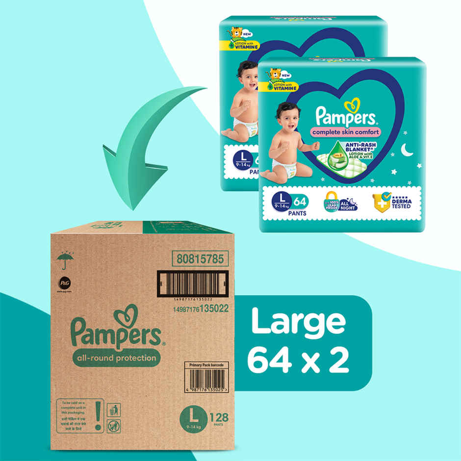 Pampers All Round Protection Baby Diapers | Pant Style | L | 128 pcs