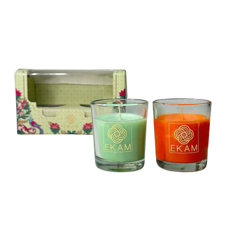Ekam Scented Votive Candle 2pc Jasmine, Fressia,Grapefruit Mandarin