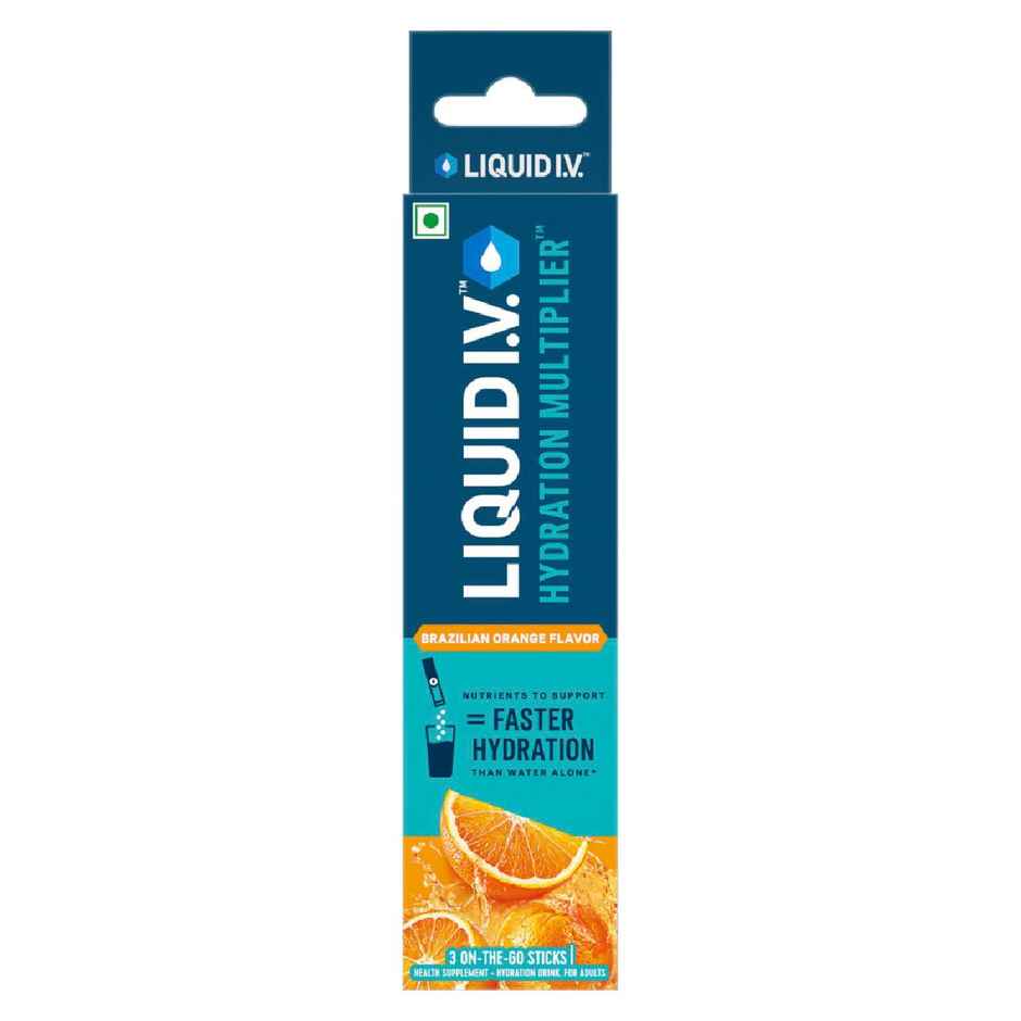 Liquid I.V. Hydration Multiplier - Brazilian Orange|3 Sticks - 1.5 Ltrs|Hydration Drink Mix