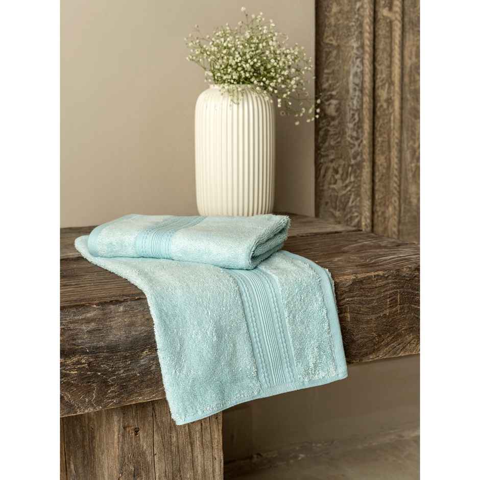 DDECOR Ecofriendly 70% Bamboo 30% Cotton Super Soft 650 GSM Solid Sustainable Hand Towel - Blue