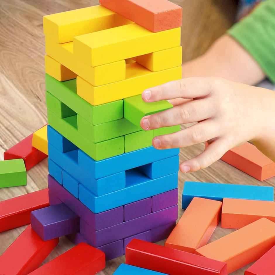 Fablue Multicolor Wooden Stacking & Balancing Tower Puzzle Game - Wooden Blocks Game