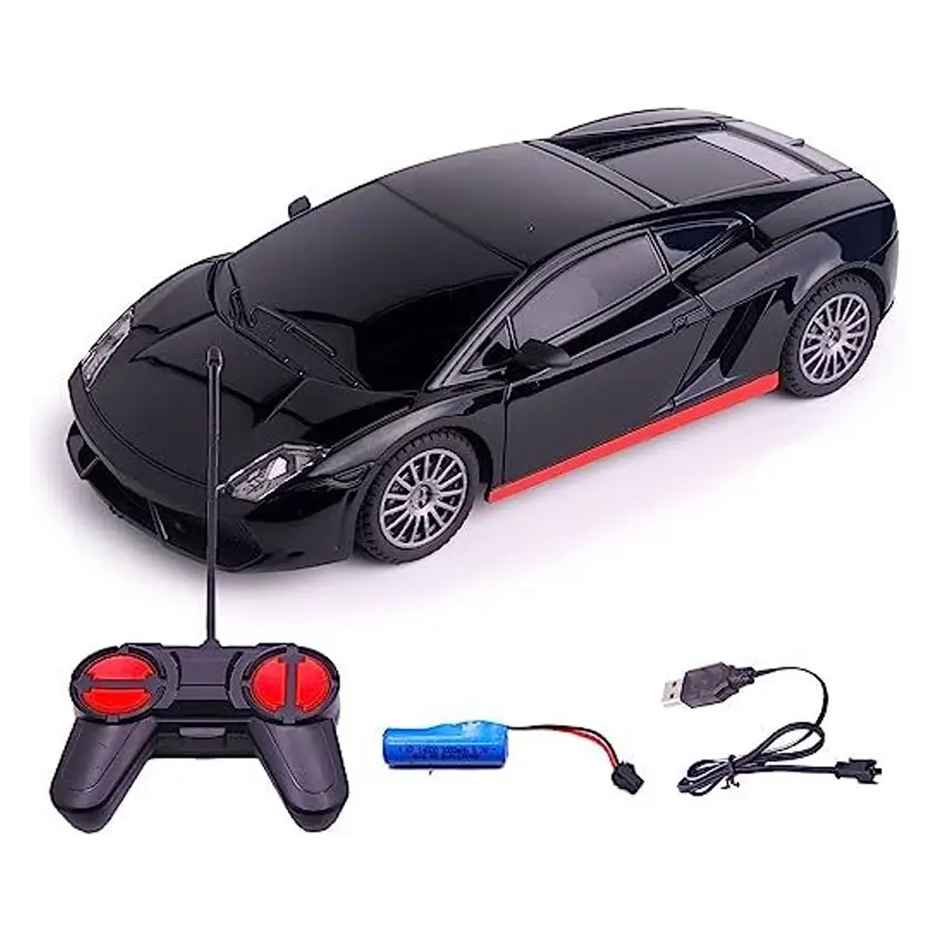 Wembley High Speed Mini 1:24 Scale Usb Rechargeable Remote Control Car For Kids | Black & Red