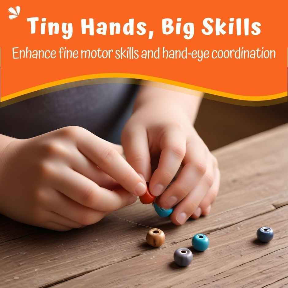 Skillofun Wooden Number & Bead Set | Counting, BAUting, Matching Game | MontesBAUi Toy for Kids