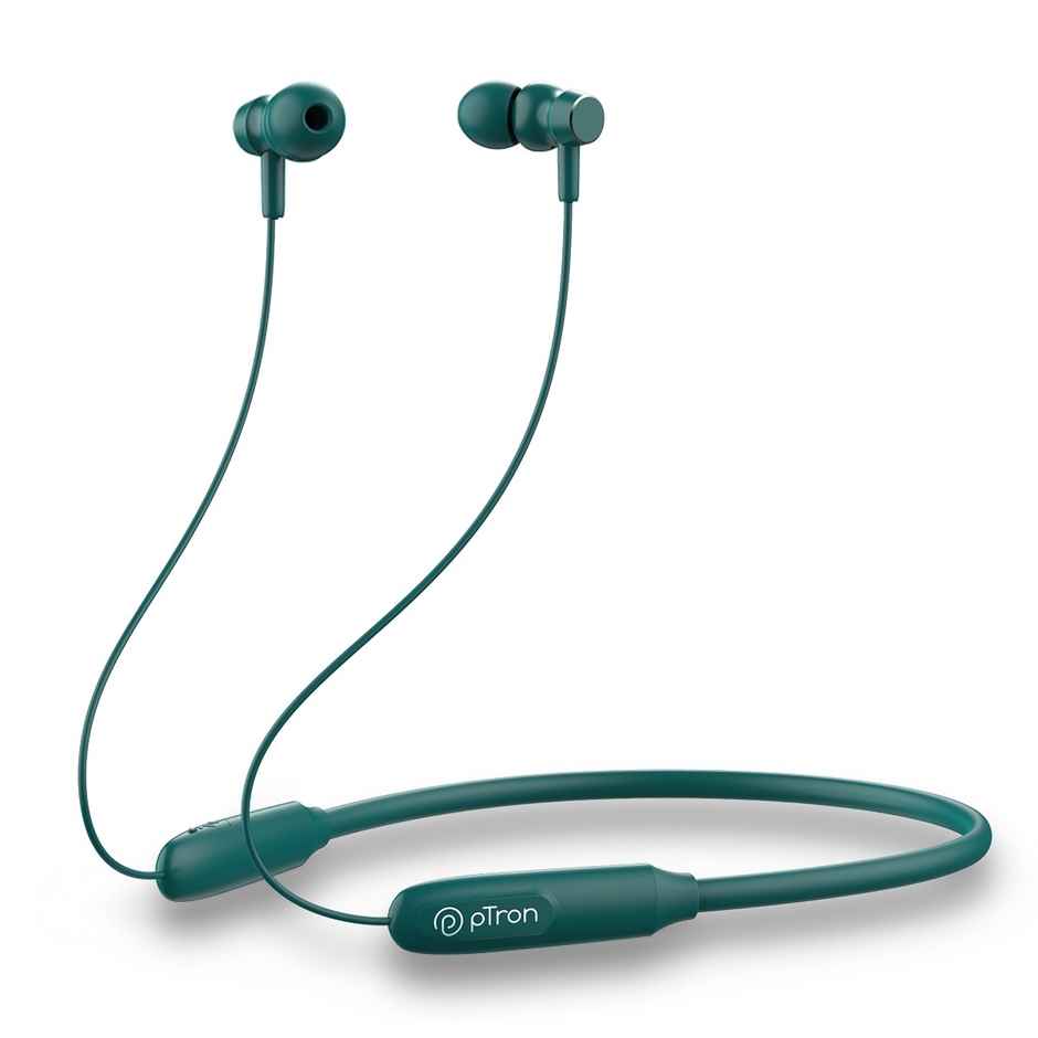 pTron Tangent Flex Wireless Neckband | HD Mic | 38H Playtime | Deep Bass & Dual Device Pairing - Green