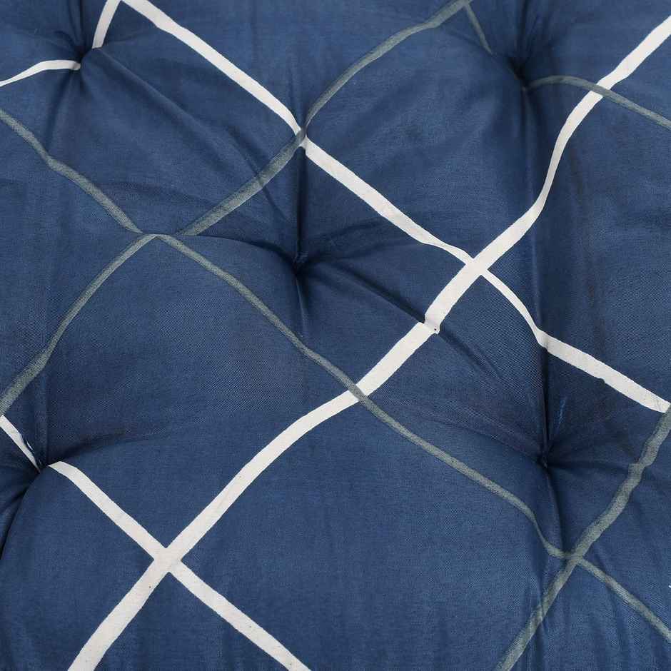 Kuber Industries Geometric Microfiber Square Chair Pad | 45 x 45 x 7 CM | Pack of 2 | Blue