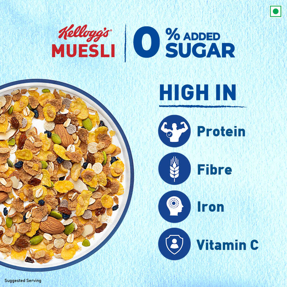 Kellogg's Muesli 0% Added Sugar | 12 in 1 Power Breakfast |High Protein