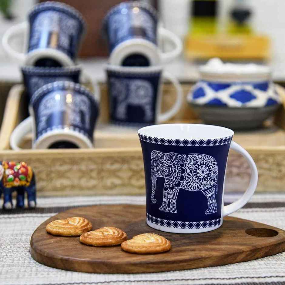 Femora Royal Elephant Tea Cup Set 4 Pcs Desh Ki Mitti Microwave Safe Desh Ki Mitti