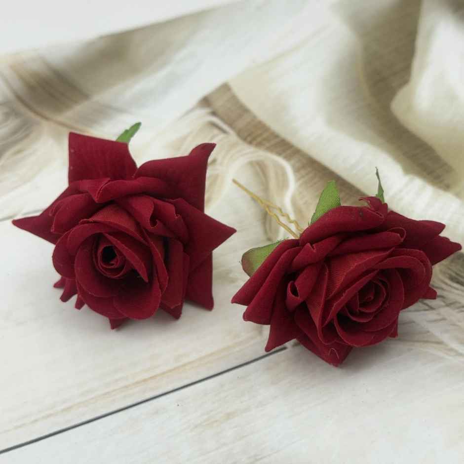 THE OPAL FACTORY Hair Accessories | Rose Flower Pin | Red