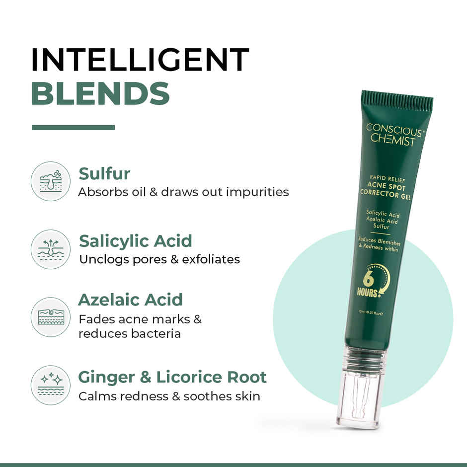 Conscious Chemist Rapid Relief Acne Spot Corrector Gel with Salicylic & Azelaic Acid for Clear Skin