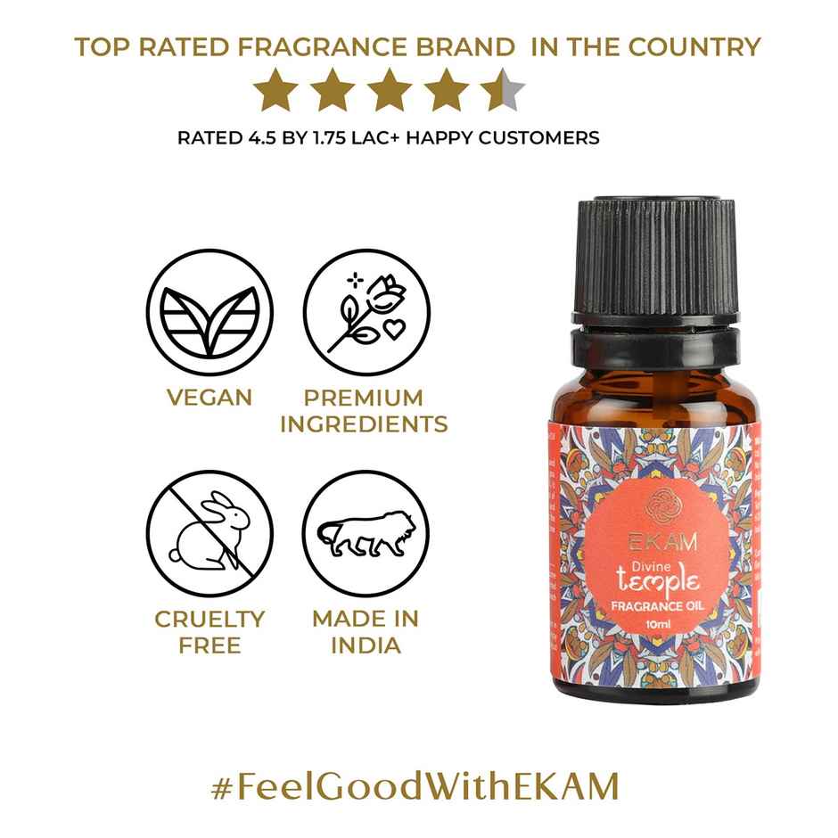 EKAM Temple Bloom Aroma Oil | 10 ml | Luxury Fragrance Oil For Homes & Yoga Spaces | Aromatic Scent