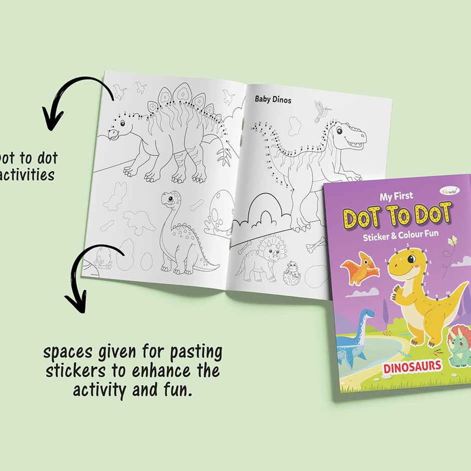 My First Dot to Dot Sticker & Colour Fun - Dinosaurs- Colouring Book for Kids, Sticker & Color Book