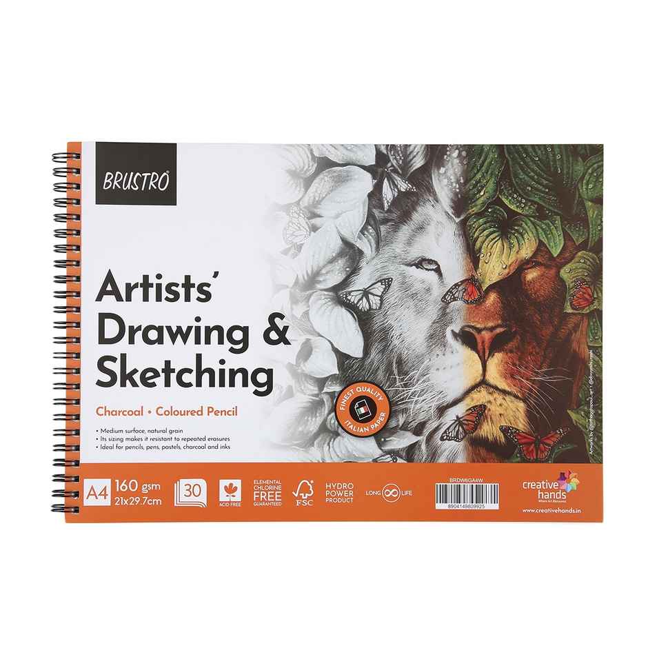 Brustro Artists Drawing & Sketching Wiro Paper Pad A4-160Gsm | 30 Sheets