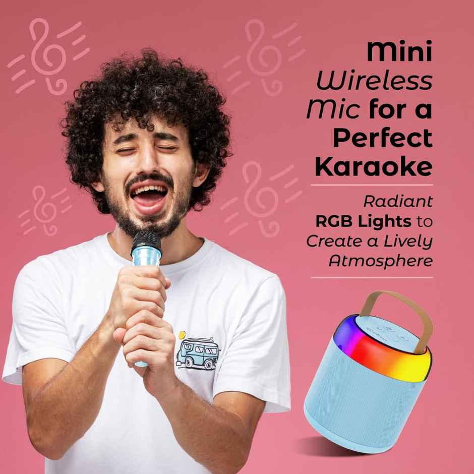 pTron Fusion Bliss 16W Bluetooth Speaker | Wireless Karaoke Mic | RGB Lights | 6hrs Playtime - Blue