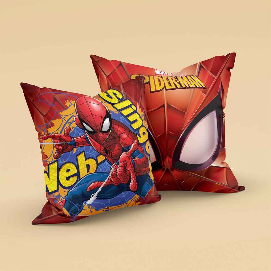 Sassoon Marvel Spiderman Reversible Printed Filled Cushion | Red | 40 x 40 cm