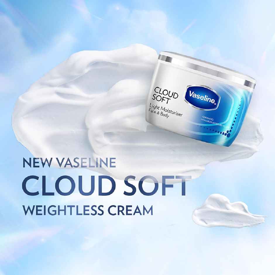 Vaseline Cloud Soft Light Moisturiser | 100 Hours Non-Sticky Hydration |Ceramides & Hyaluron