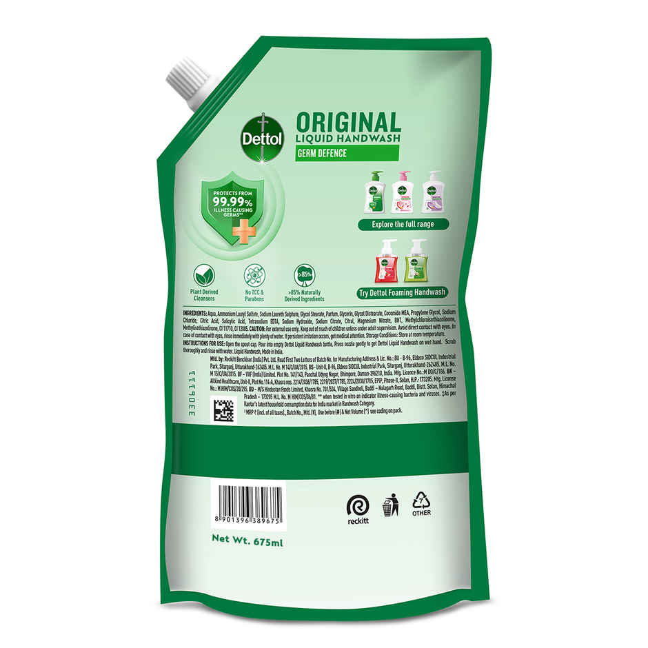 Dettol Original Hand Wash Refill| 99.99% Germ Protection