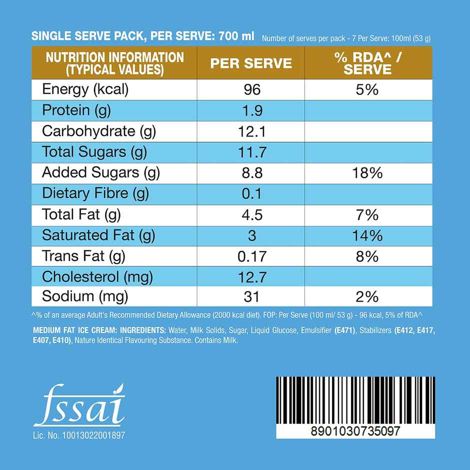 Nova Nova Best Bite - Belgian Chocolate(50gms) & Kwality Wall'S Shameless Vanilla Tub(700ml) Combo
