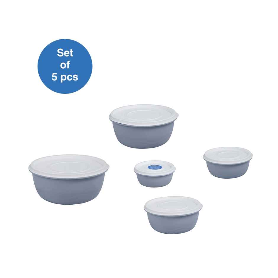 BAY6 Round Container Set With Lid - Grey 5pc