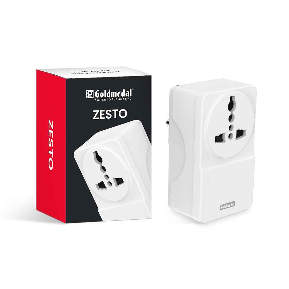 Gold Medal Zesto Travel Adapter with Universal Socket & Dual Port USB- A  | 3-Pin Socket | Multiplug Adapter For Travel, Home & Office