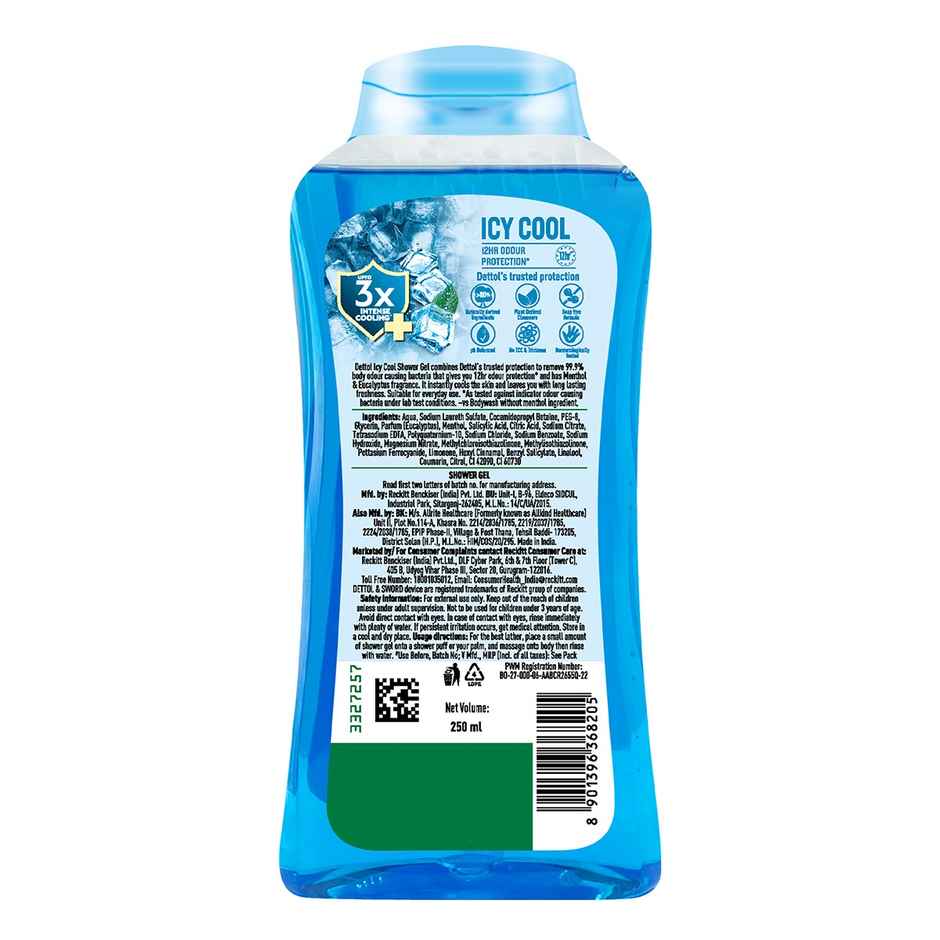 Dettol Icy Cool Body Wash & Shower Gel Bottle with Salicylic Acid for Men | Long Lasting Freshness