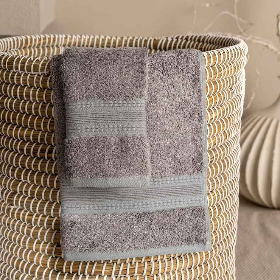 DDECOR Ecofriendly 70% Bamboo 30% Cotton Super Soft 650 GSM Solid Sustainable Hand Towel - Grey