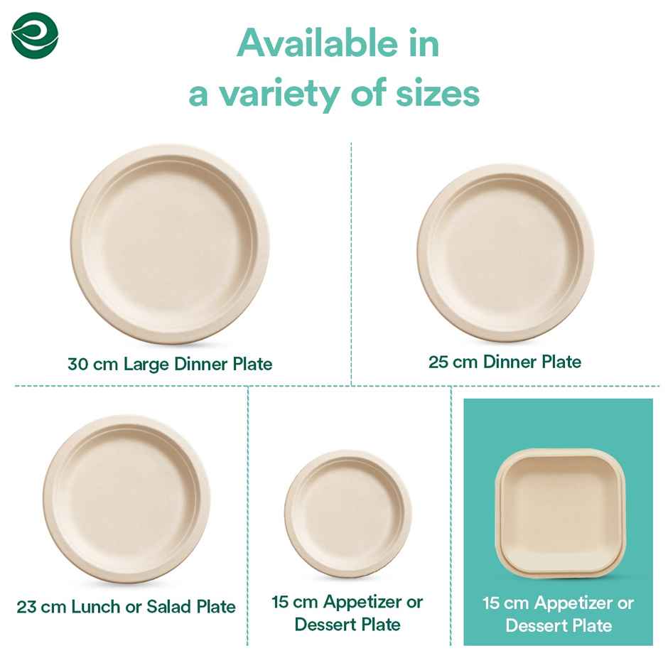 Disposable Plate | Square | 6 inch | 25 Count | Eco Soul
