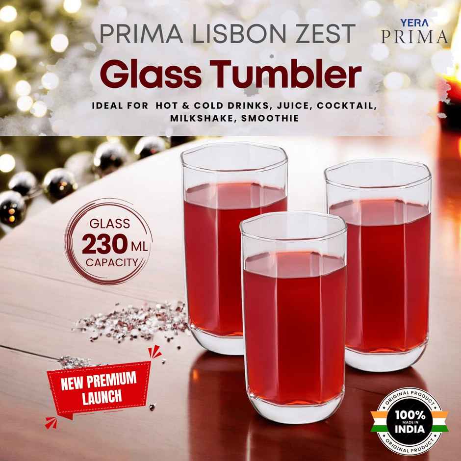 YERA GLASSWARE Prima Water Tumbler | Durable & Stylish