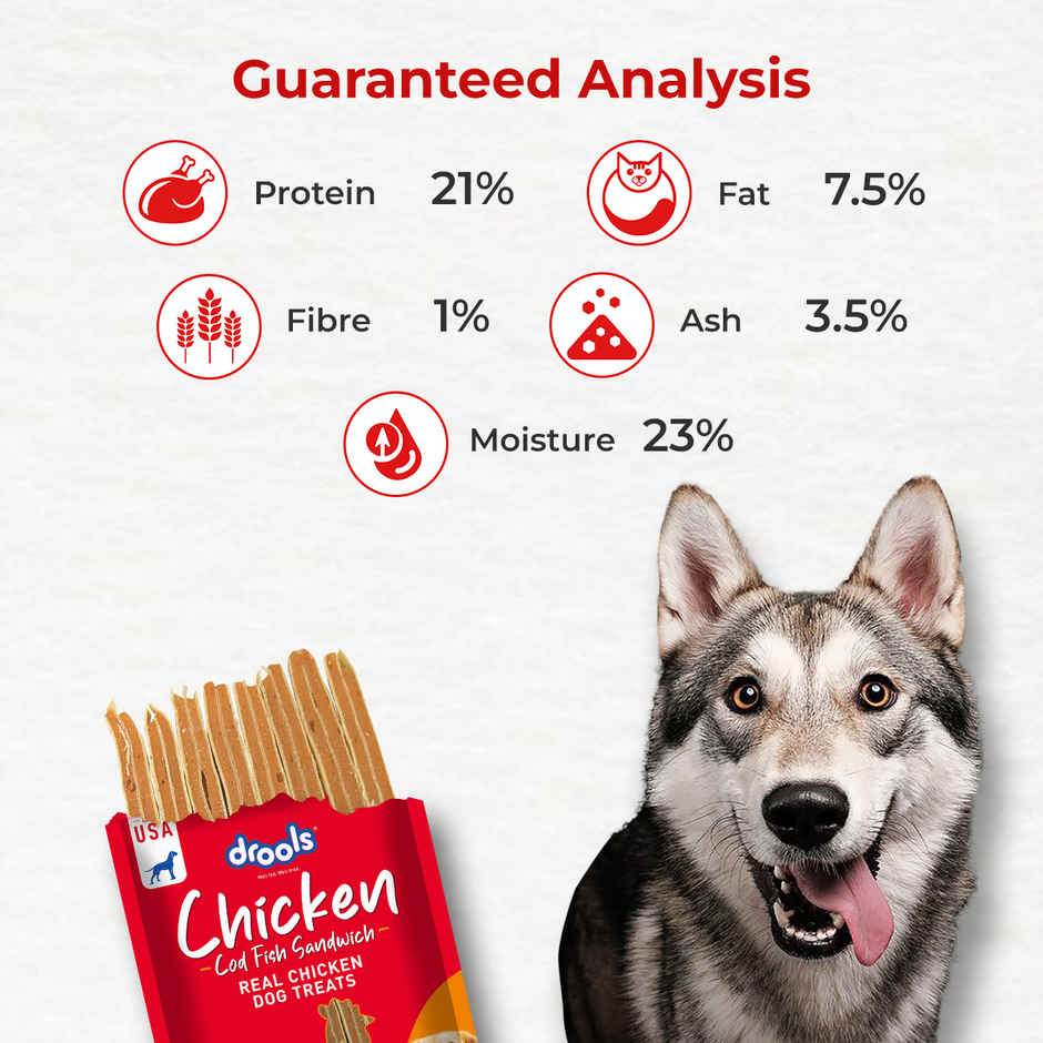 Drools Cod Fish Sandwich Dog Treats, Best For Training & Bonding | For Puppy & Adult