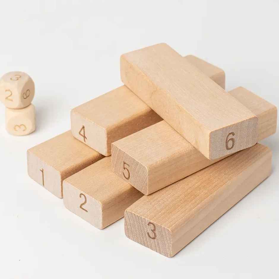 Fablue Wooden Numbered Stacking & Balancing Tower Puzzle Game For Adult & Kids - Wooden Blocks Game
