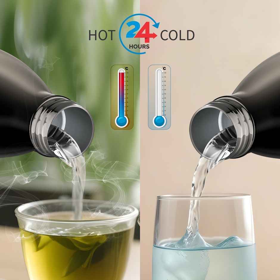 Flair Spark Vacuum Insulated Steel Water Bottle | 1 L | Black