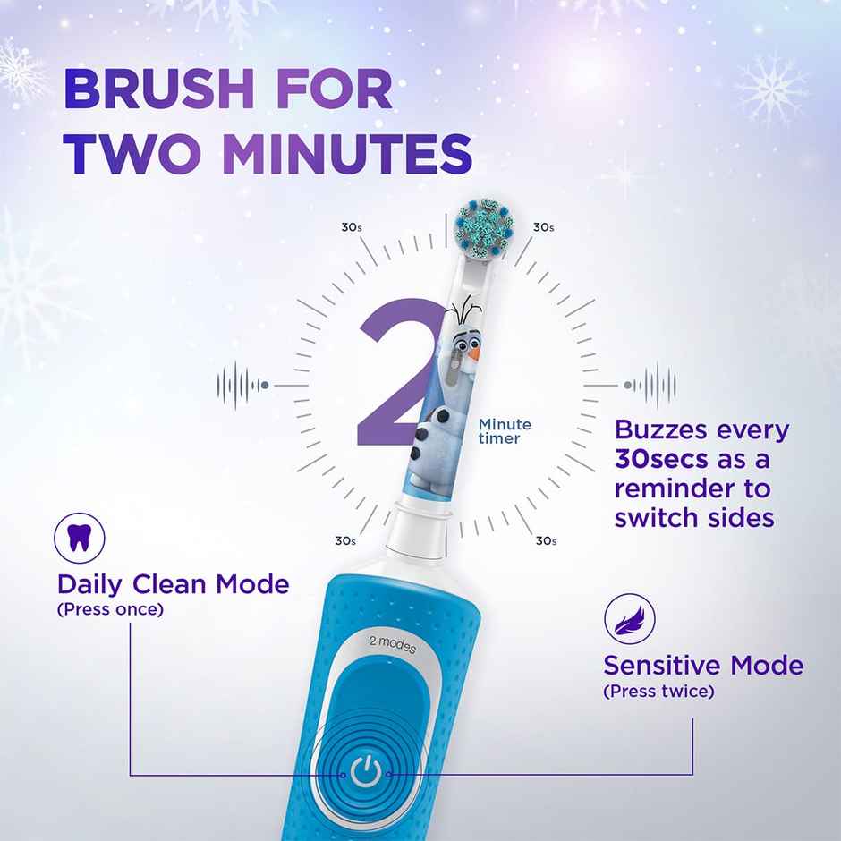 Oral B Kids Frozen Rechargeable Rotating Electric Toothbrush, 2 Brushing Modes (Daily & Sensitive)