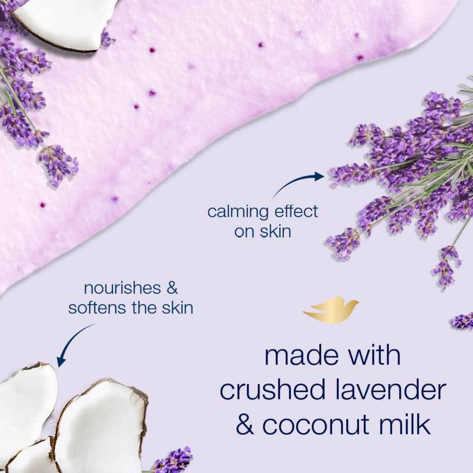 Dove Exfoliating Body Polish Scrub Crushed Lavender & Coconut Milk For Dry Skin