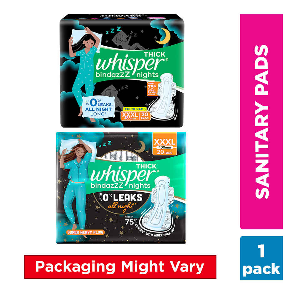 Whisper Bindazzz Nights Sanitary Pads | XXXL | 20 pcs