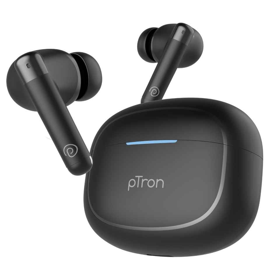 pTron Bassbuds Duo Pro TWS Earbuds | AI-ENC Calls | 38H Playtime | 50ms Low Latency | MovieMusic Mode - Black