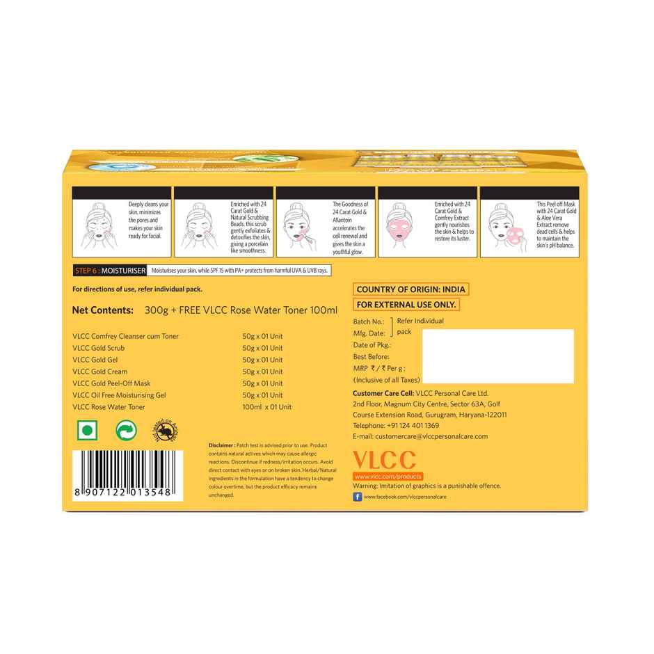 VLCC Gold Facial Kit with Rose Water Toner