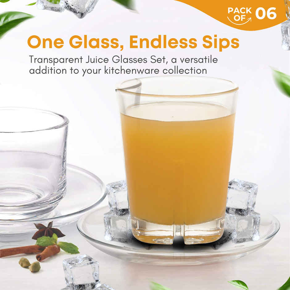 Yera Desire Series 225 ml Water/Juice Glasses Tumbler Set | 6 Pc