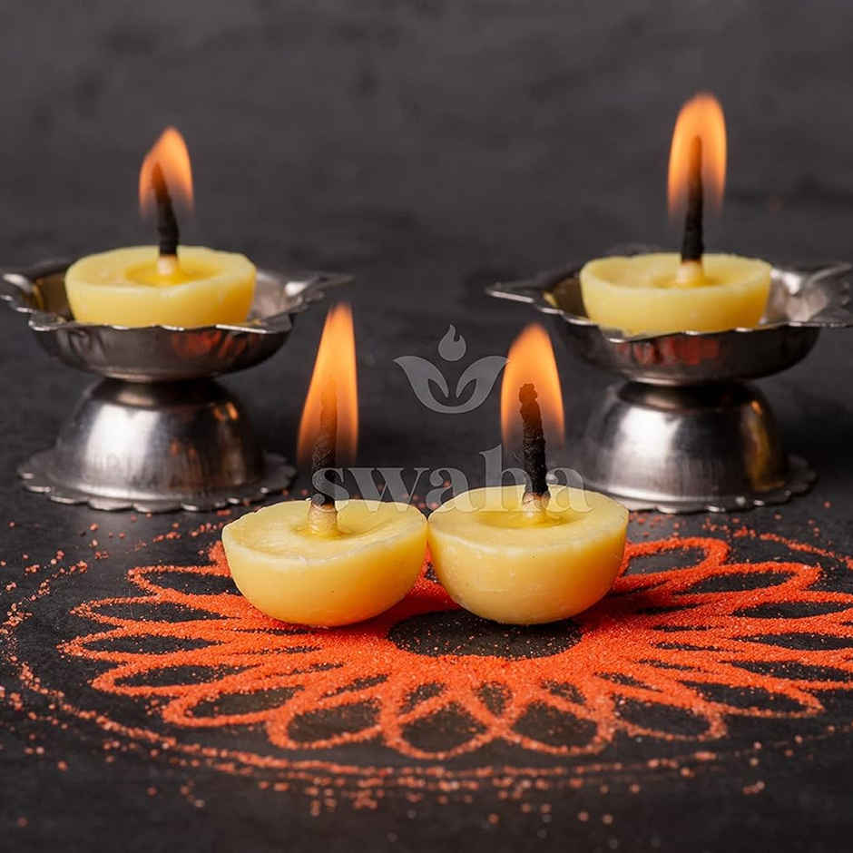 Cow Ghee Easy Diya | Yellow | Traditional | Pack of 30 | Diya-Pooja | Swaha