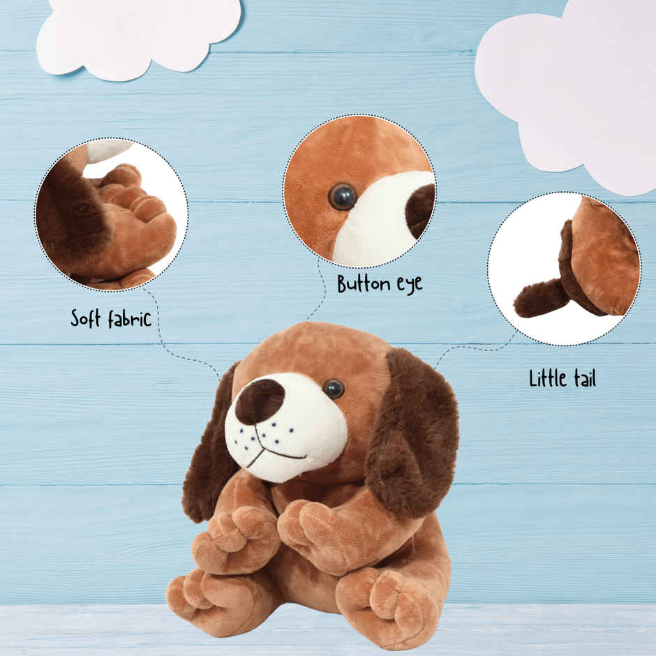 Toytales Soft Toy Dog Puppy Brown |Stuffed Animal Plushie