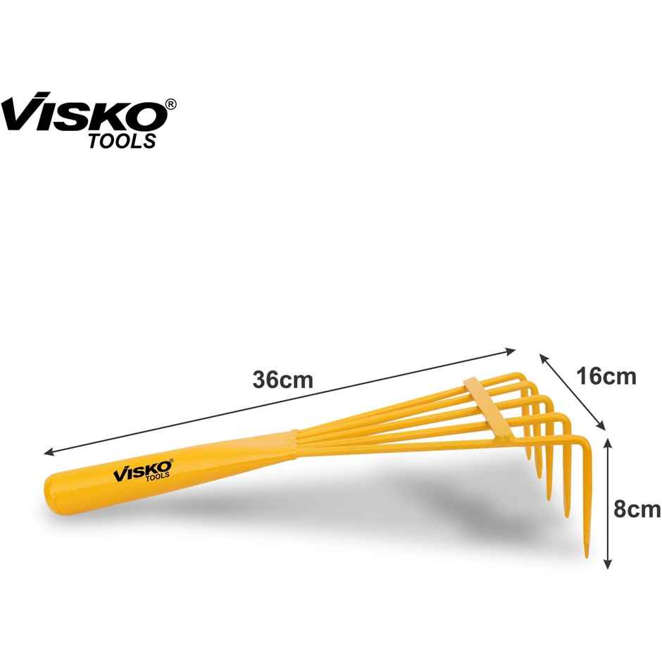 Visko 640 Heavy Duty Gardening Tool | Garden Hand Rake Long 5 Prongs Garden Pick