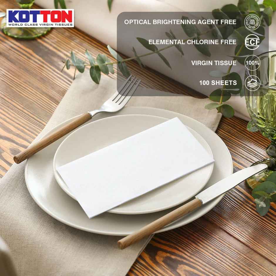 Kotton Premium Soft Napkin | 2 Ply |100% Virgin Pulp/Paper | 30 cm x 30 cm