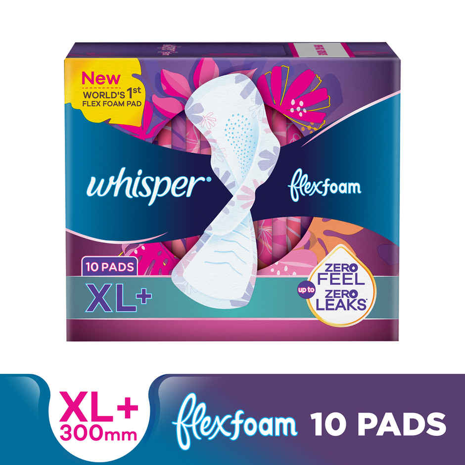 Whisper Flexfoam Sanitary Pads | XL+ | 10 pcs