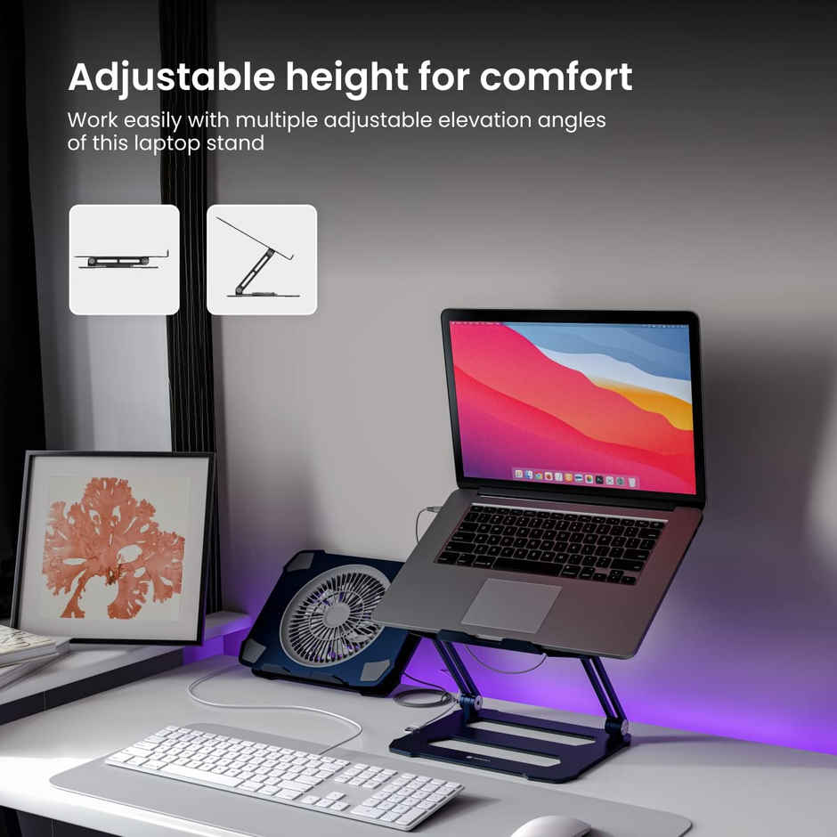 Portronics My Buddy K10 Portable Laptop Stand with Adjustable Angles | Grey