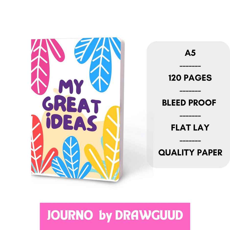 Journo By Drawguud Pack Of 2 70 Gsm A5 Notebook : Ruled 120 Pages(Spread More Notes/My Great Ideas)
