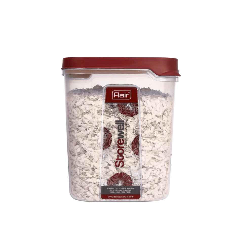 Flair Plastic Storewell Food Storage Containers 8000 ml (Maroon), Bpa Free, Spices Grains