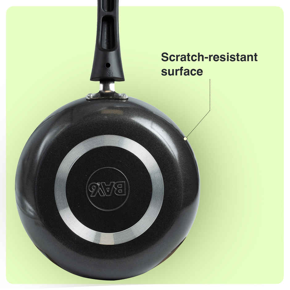 BAY6 Nonstick Cookware Set - (Dosa Tawa 26 cm + Fry Pan 24 cm) - Grey - (2pc)